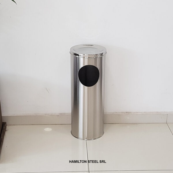 Tacho Cenicero Circular Satinado Acero Inoxidable Para Hoteles