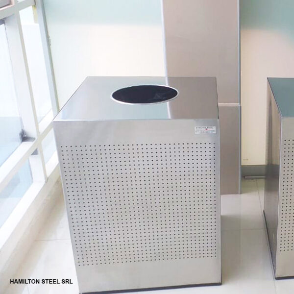 Tacho De Basura Cuadrado Microperforado Satinado Acero Inox